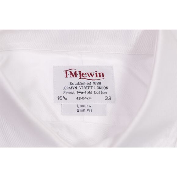 TM Lewin Solid White Twill Slim Fit French Cuff Cotton Dress Shirt (42) 16.5-33 - Picture 6 of 6